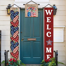 Tradder yard display banner decorating front door and fence