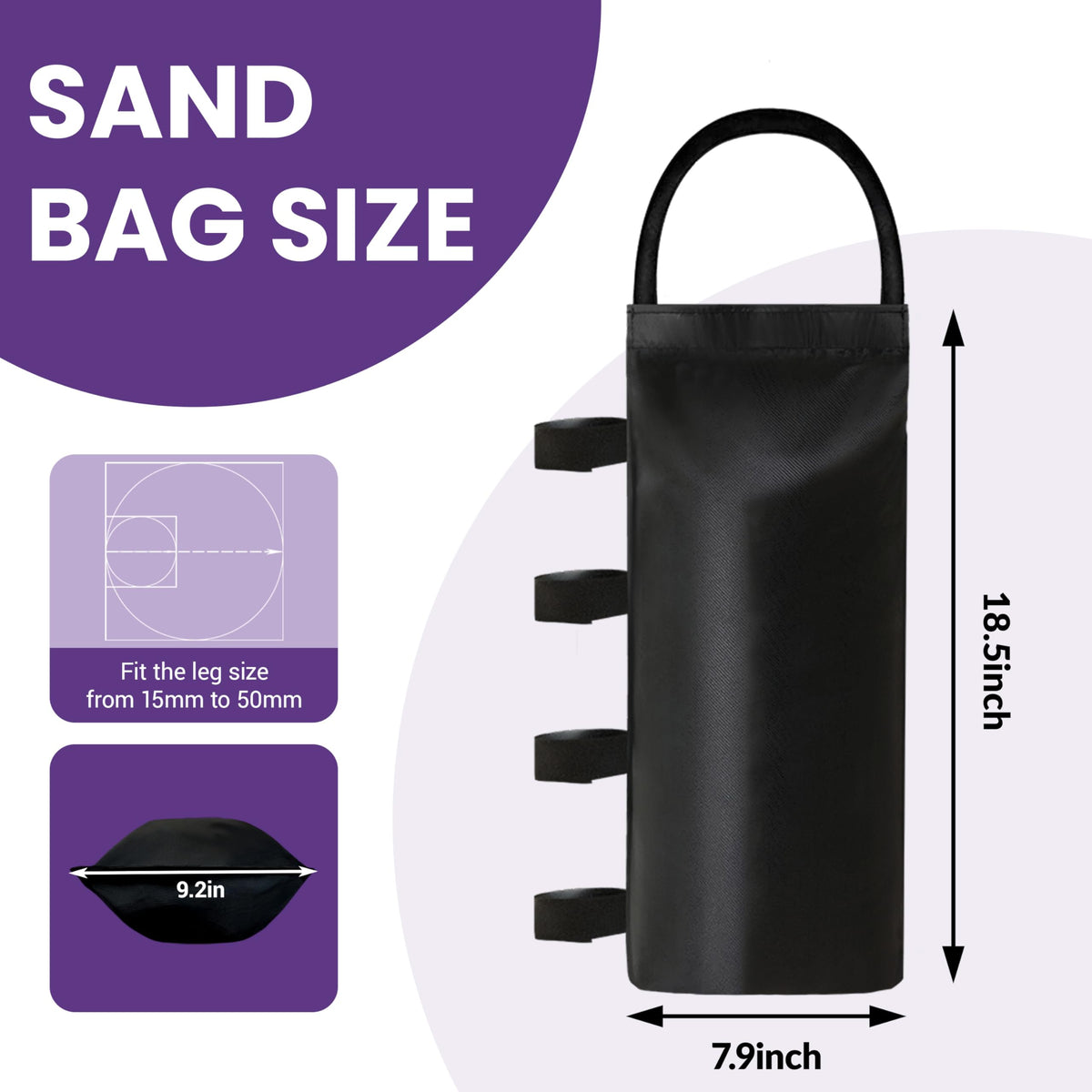 Tradesparker canopy leg fitting with adjustable straps for 15–50 mm frames