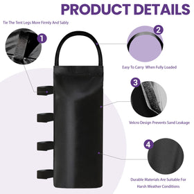 Tradesparker canopy weights assembled on a leg, illustrating universal fit and secure hold