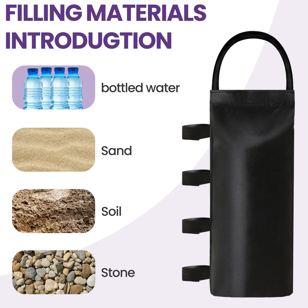 Tradesparker weight bag attachment showing strong 4-point fastening for windy conditions
