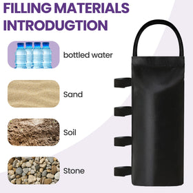 Tradesparker weight bag attachment showing strong 4-point fastening for windy conditions
