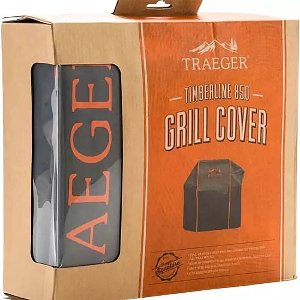Traeger BAC359 weather-resistant material closeup shows durable all-season protection for Timberline 850.