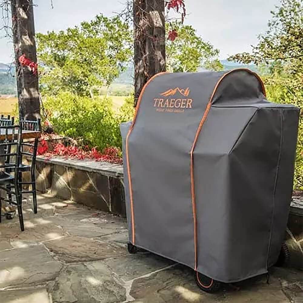 Traeger BAC359 grill cover side zipper detail enables quick on-off for Timberline 850.