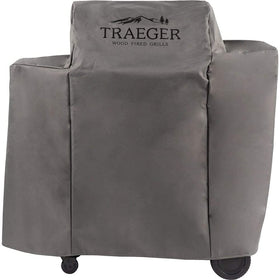 Traeger BAC505 full-length grill cover fits Ironwood 650 securely, protecting from rain and sun.