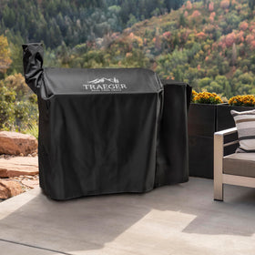 Traeger Century 885 back view highlights heavy-duty all-weather fabric