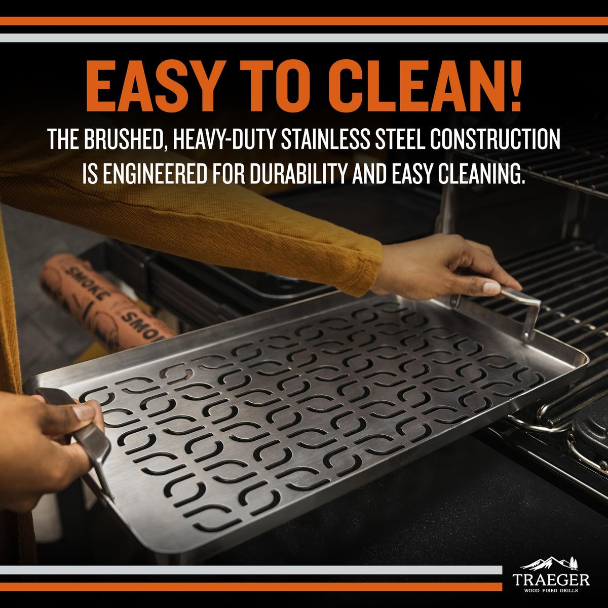 Traeger ModiFIRE veggie tray keeps shrimp and small foods secure while grilling.