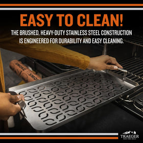 Traeger ModiFIRE veggie tray keeps shrimp and small foods secure while grilling.