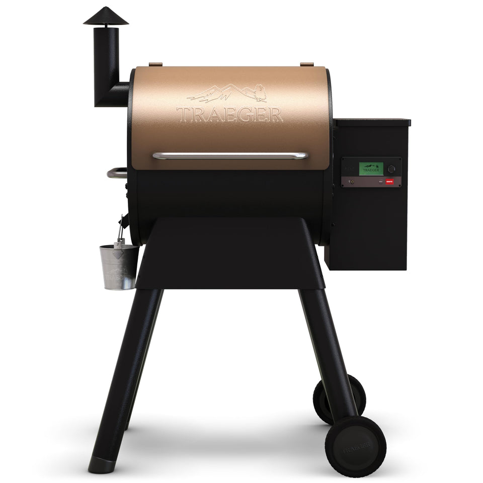 Traeger Pro 575 exterior view showing wood-pellet grill for authentic flavor.