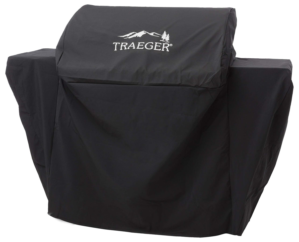 Traeger Select full-length grill cover shields grill from rain and sun, extending outdoor cooking