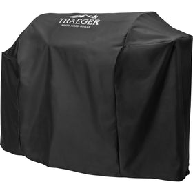Traeger Silverton 810 cover fitted securely for year round outdoor grilling