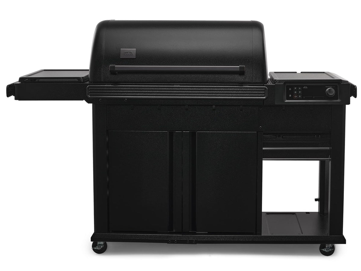 Traeger Woodridge Elite with side sear station for high-heat cooking