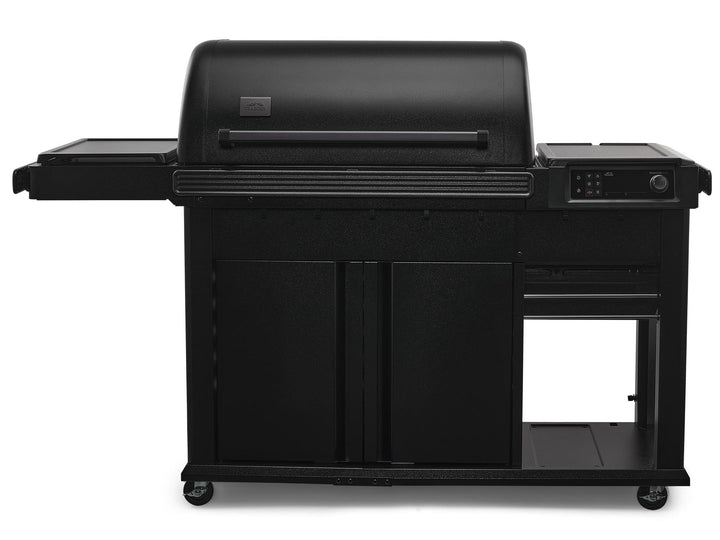 Traeger Woodridge Elite with side sear station for high-heat cooking