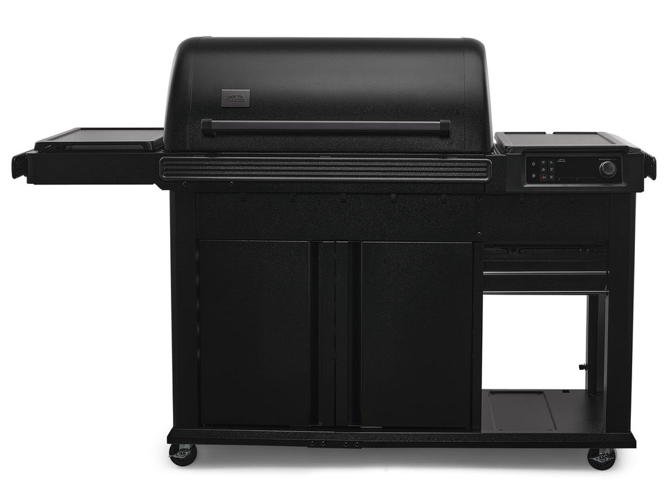 Traeger Woodridge Elite with side sear station for high-heat cooking