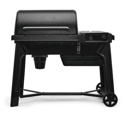 Traeger Woodridge grill exterior featuring durable finish for outdoor cooking.