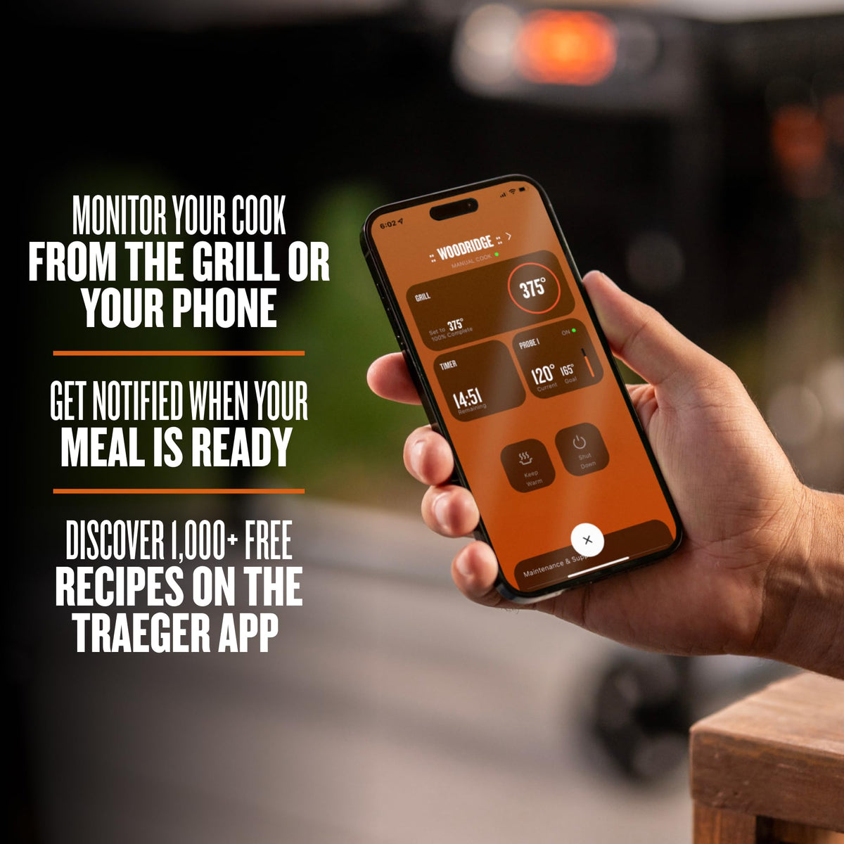 Traeger Woodridge Pro Plus built-in cabinet for organized grilling gear.