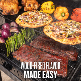 Traeger Woodridge Pro Plus in Super Smoke Mode delivering rich wood-fired flavor.