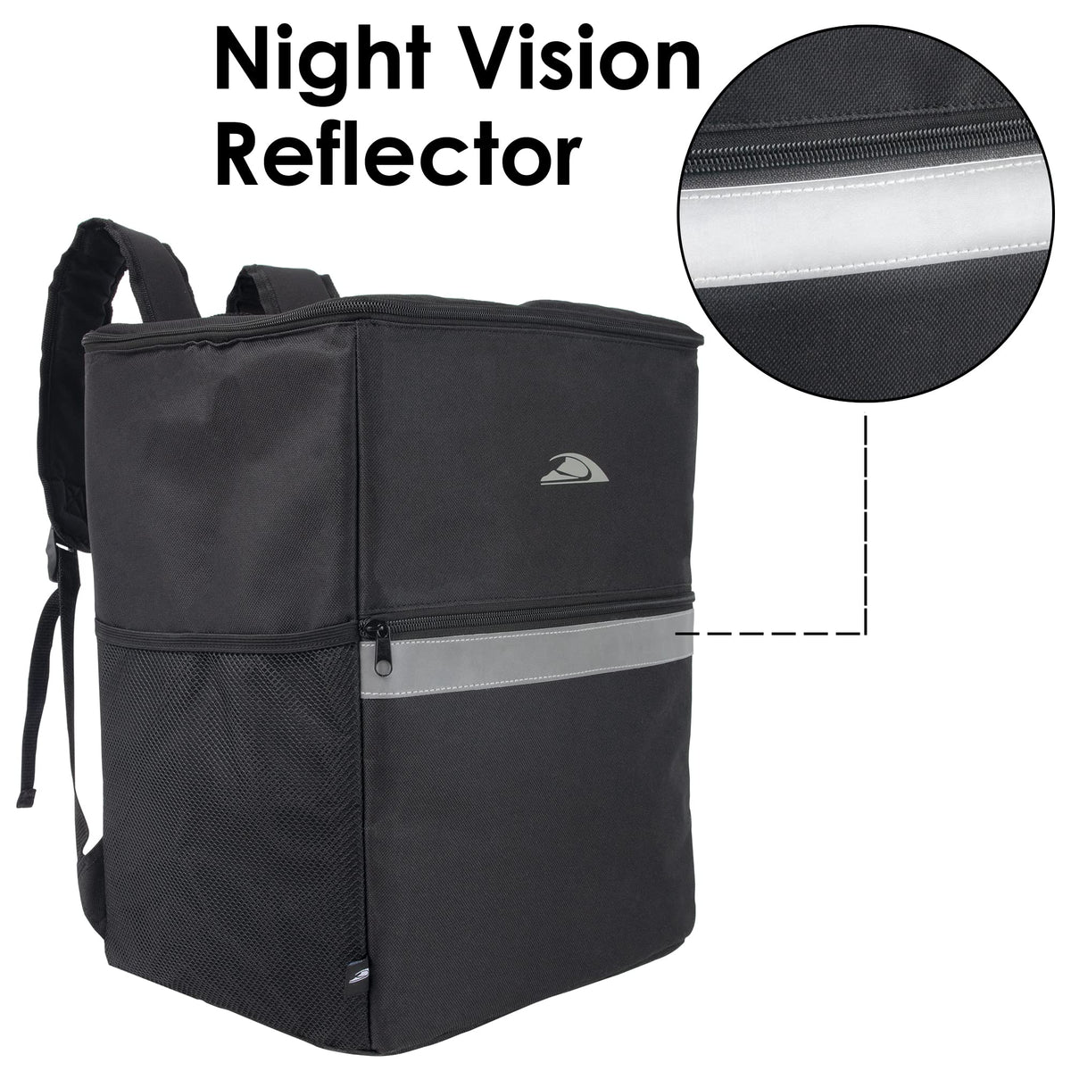 Trail maker insulated backpack front pocket ideal for plates and napkins.