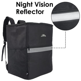Trail maker insulated backpack front pocket ideal for plates and napkins.