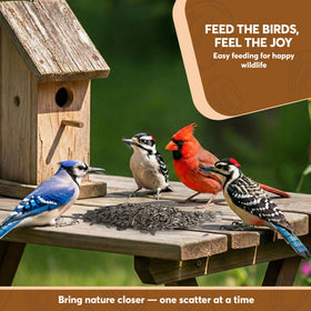 Trailmark Naturals seeds attract wild birds to outdoor feeders