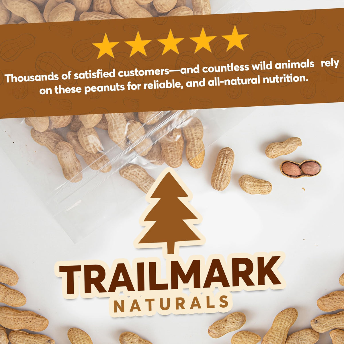 Trailmark Naturals outdoor feeding station — bulk USA-grown peanuts for wildlife.