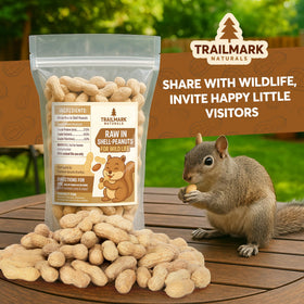 Trailmark Naturals raw peanuts in shell for birds — favorite snack for blue jays and woodpeckers.