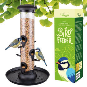 TrampgiK 6-port outdoor bird feeder with seed catcher for yard use