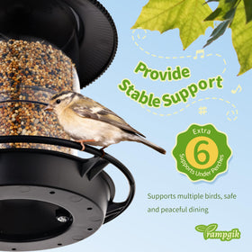 Black finish of TrampgiK feeder blends into outdoors with weather resistance.