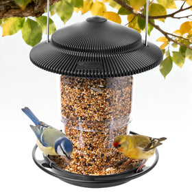 TrampgiK outdoor bird feeder hanging securely for windy days, strong support.