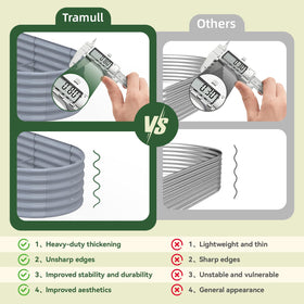 Tramull eighteen-inch elevated design promotes healthy root growth.