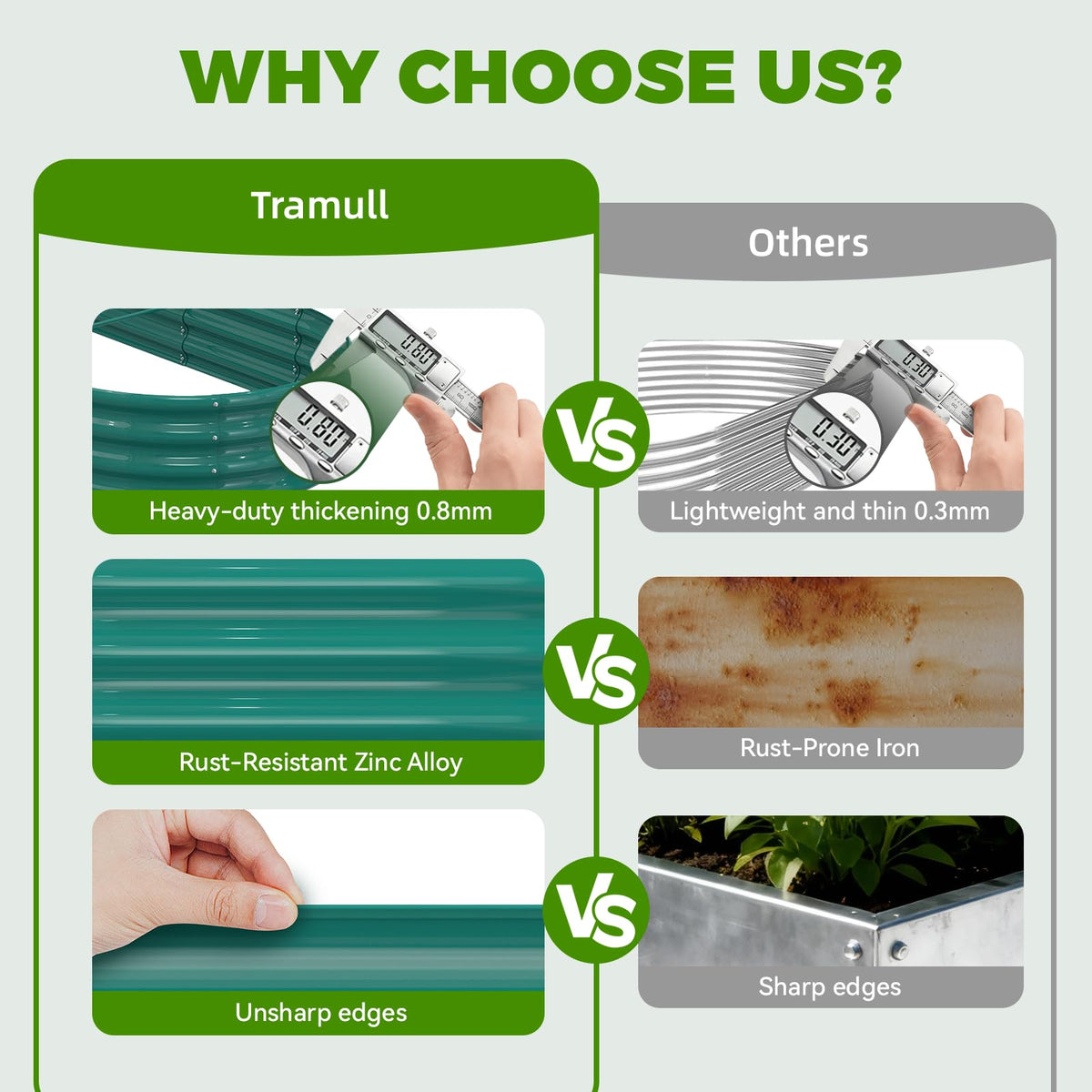 Tramull safety-focused rounded edges on the raised bed