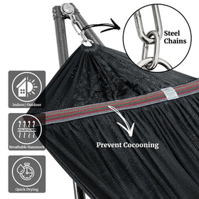 Tranquillo stand folds in 20 seconds for quick outdoor setup.