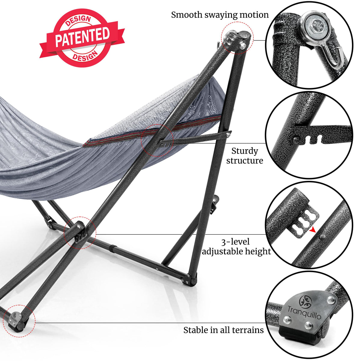 Tranquillo two-layer breathable hammock net supports two with airflow