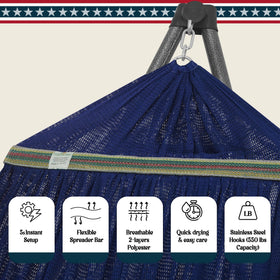 Tranquillo Uniki hammock stand supports up to 550 pounds for versatile use.