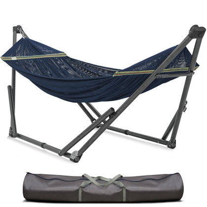 Tranquillo Uniki hammock stand collapsible for easy transport.