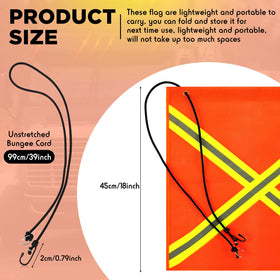 Tranqun 18x18 safety flag orange back view for rear signaling