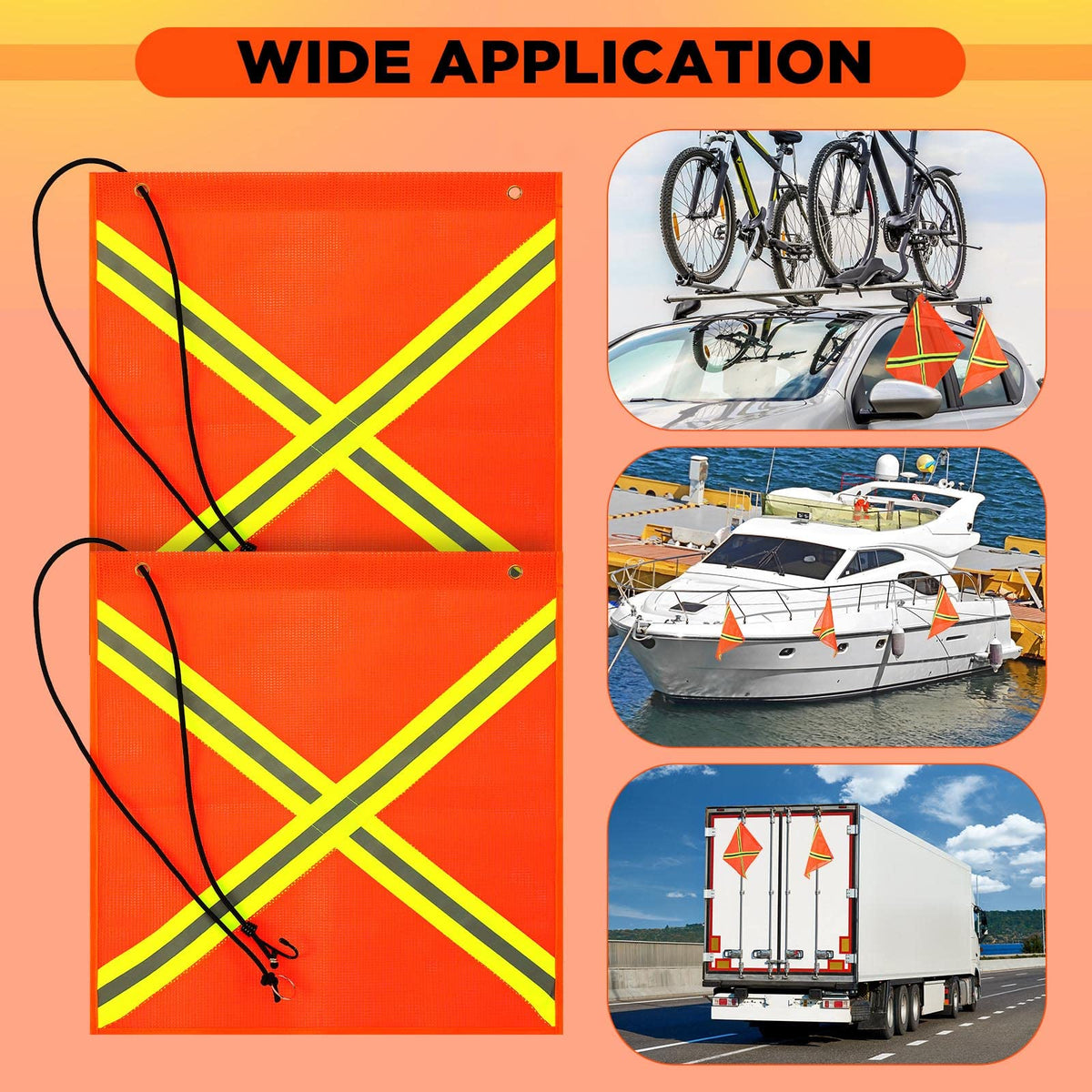 Tranqun flag on truck use for roadside visibility