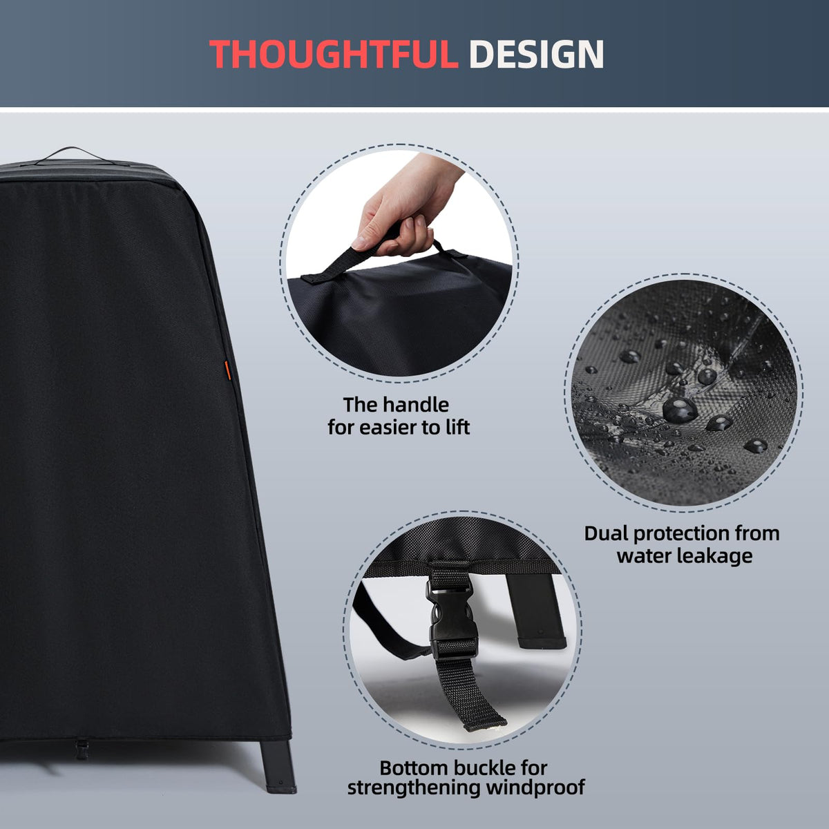 TRAVELIT Ninja cover top handle enables easy removal and storage.