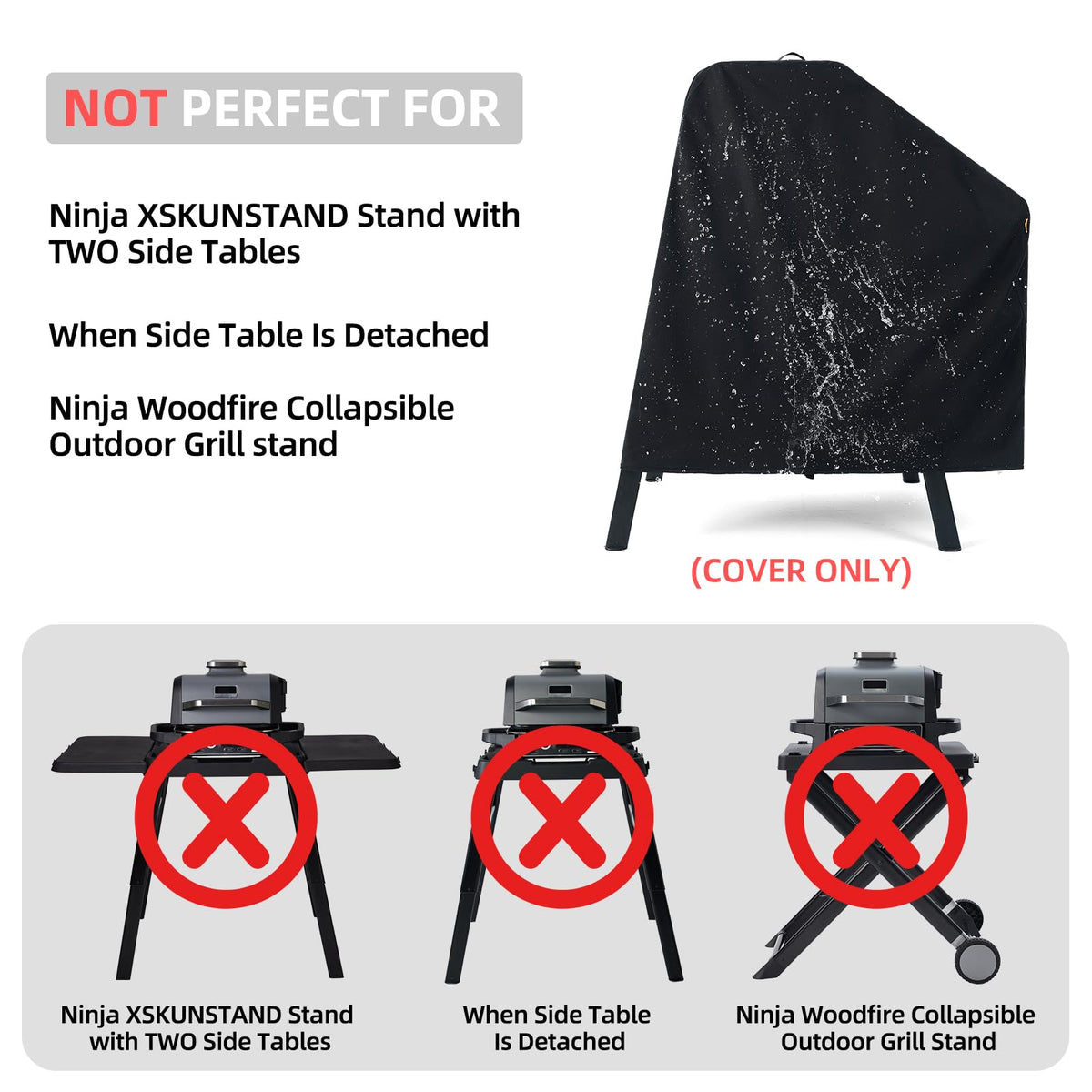 Ninja Woodfire cover with windproof buckles and bottom strap for stability.