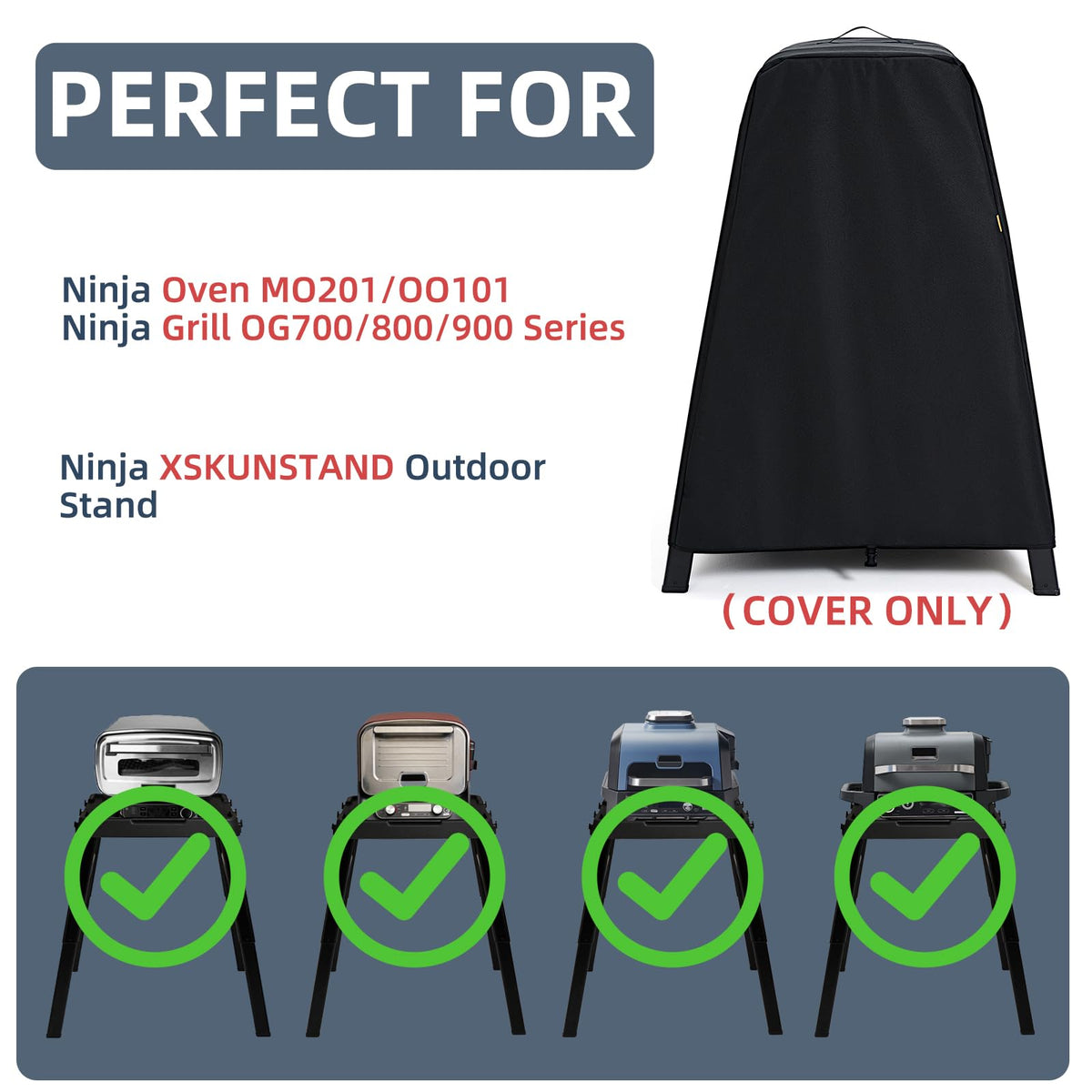 TRAVELIT Ninja Woodfire Pro XL cover snug fit with bottom band for wind protection.