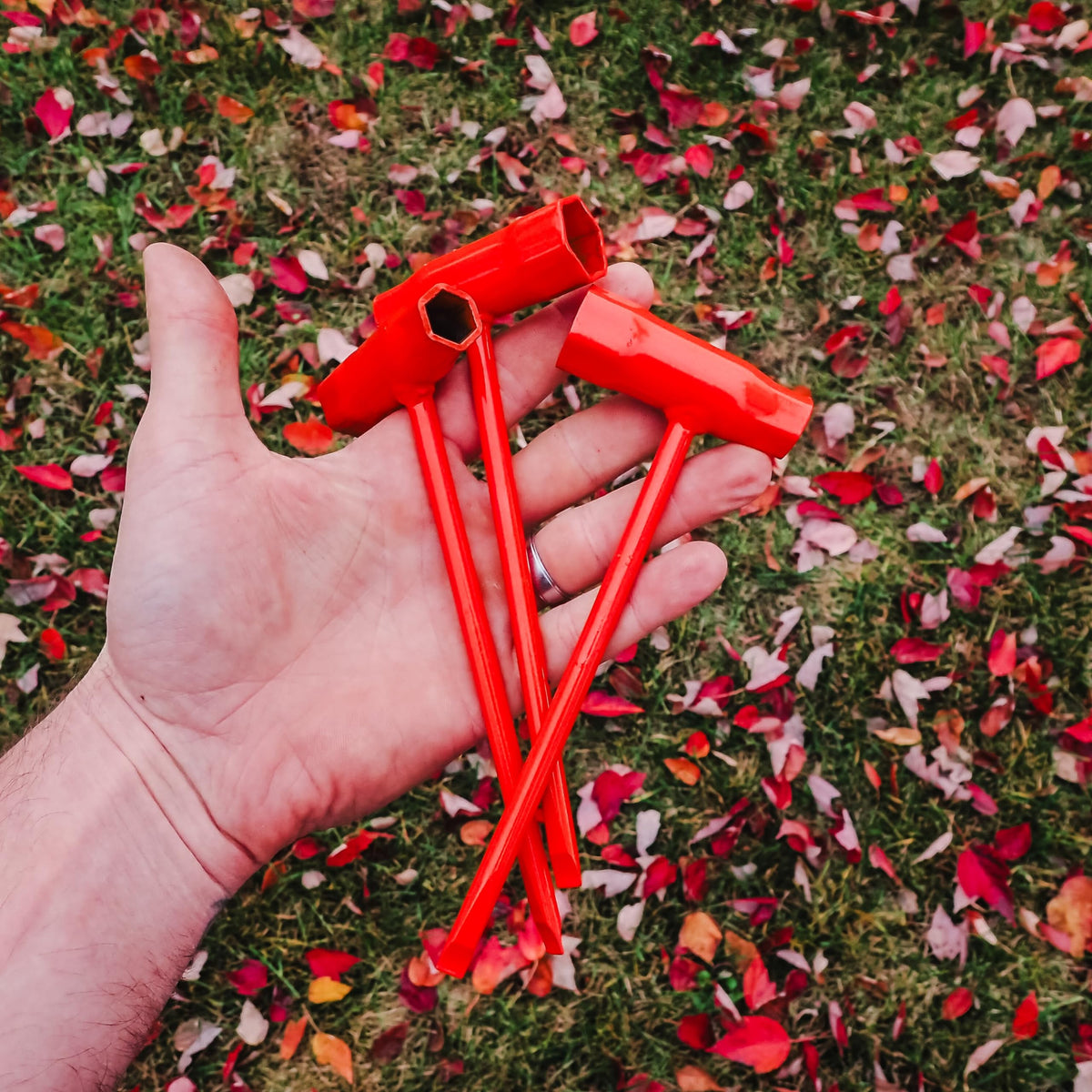 Duke's SCRENCH wrench shown with Stihl and Husqvarna compatibility.