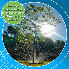 Tree Hugger portable watering circle demonstrated beside a young sapling