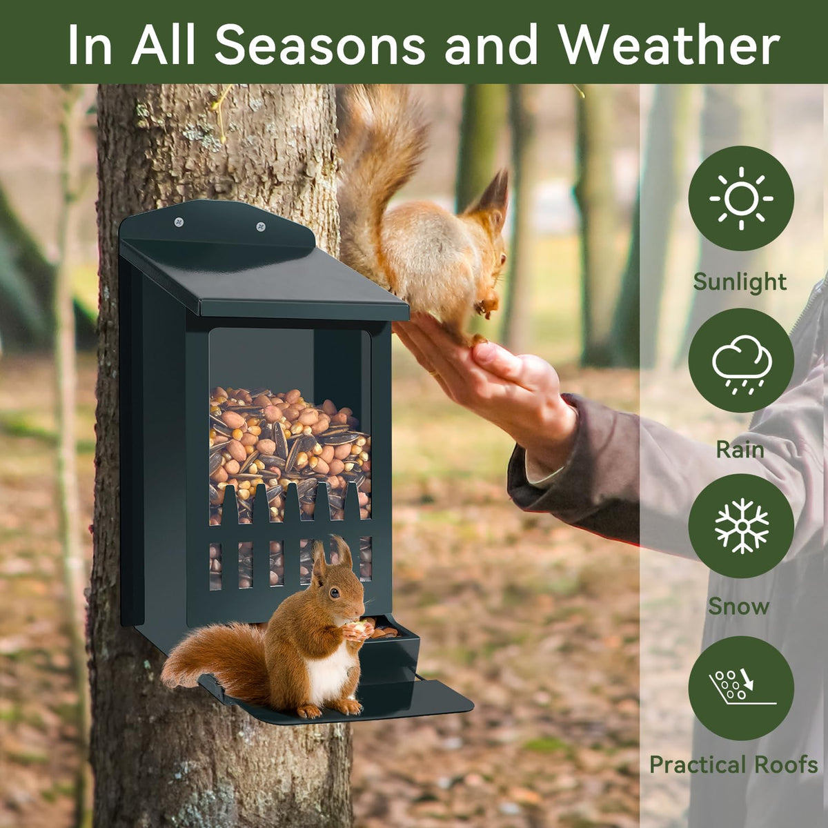 TreeGun wide and deep feeder holds more food before refilling.