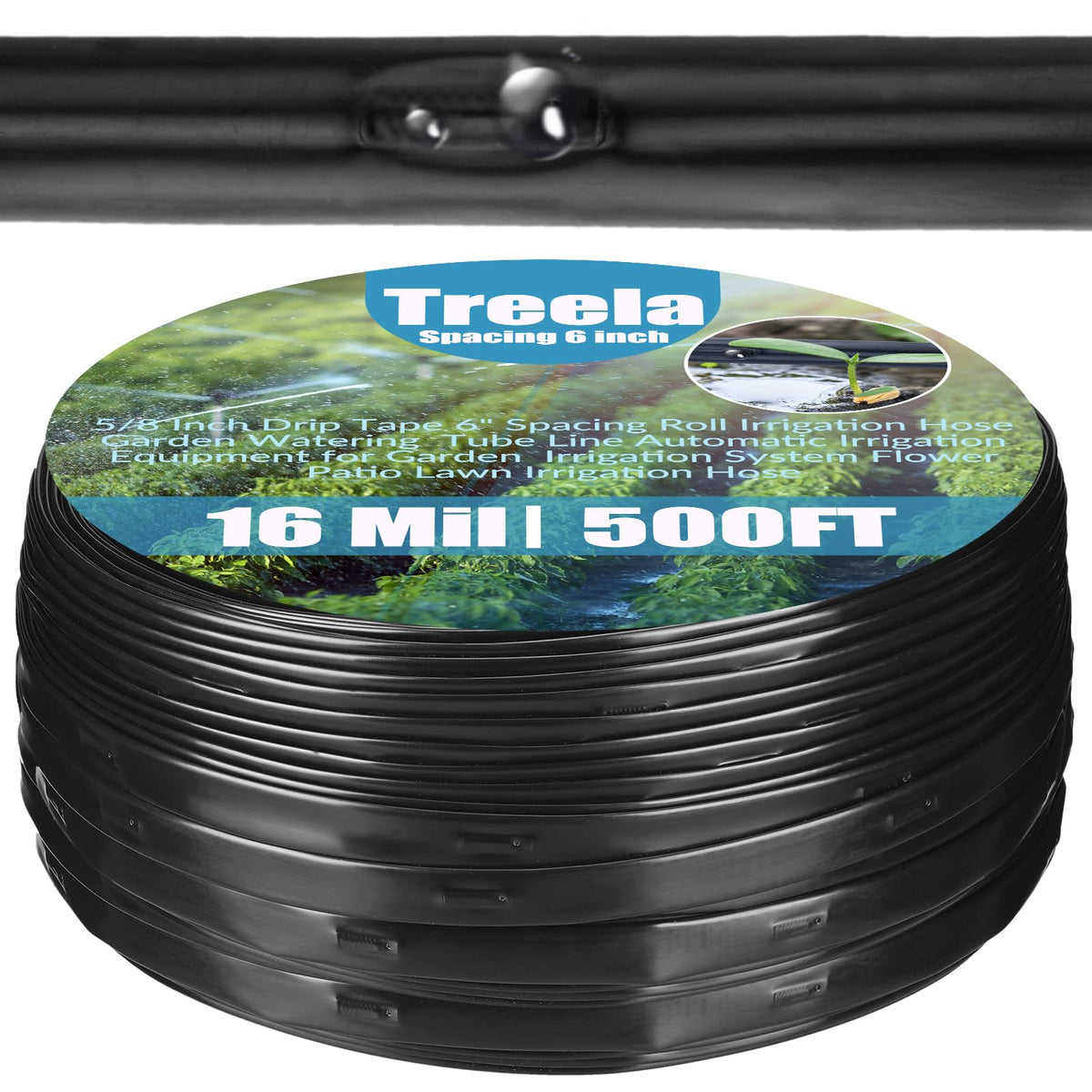 Treela drip tape 500ft roll for efficient garden watering