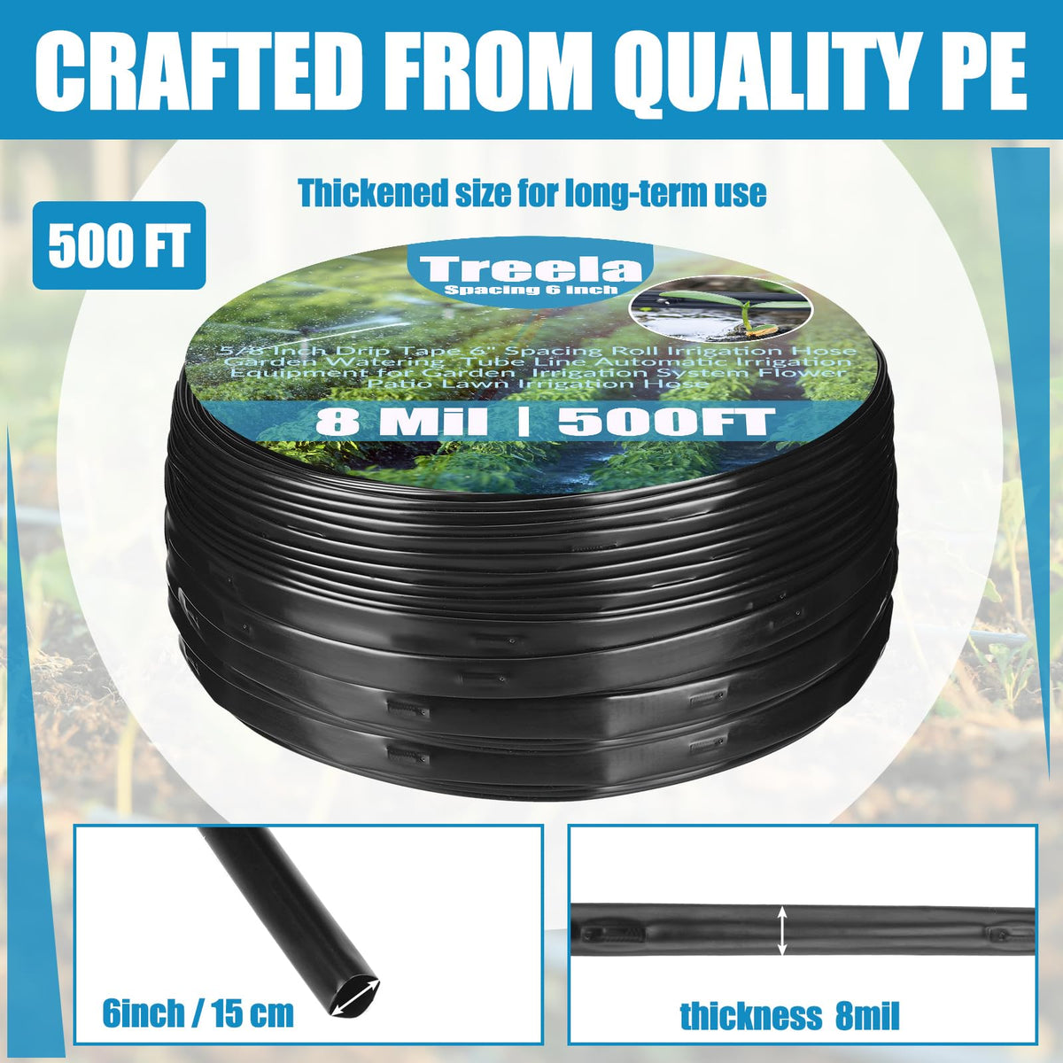 Treela drip tape connection kit showing reliable fittings for even water delivery.
