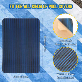 Treela self-adhesive patch on blue pool cover for quick, durable fixes