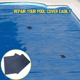Treela patch applied on worn mesh area of a pool safety cover