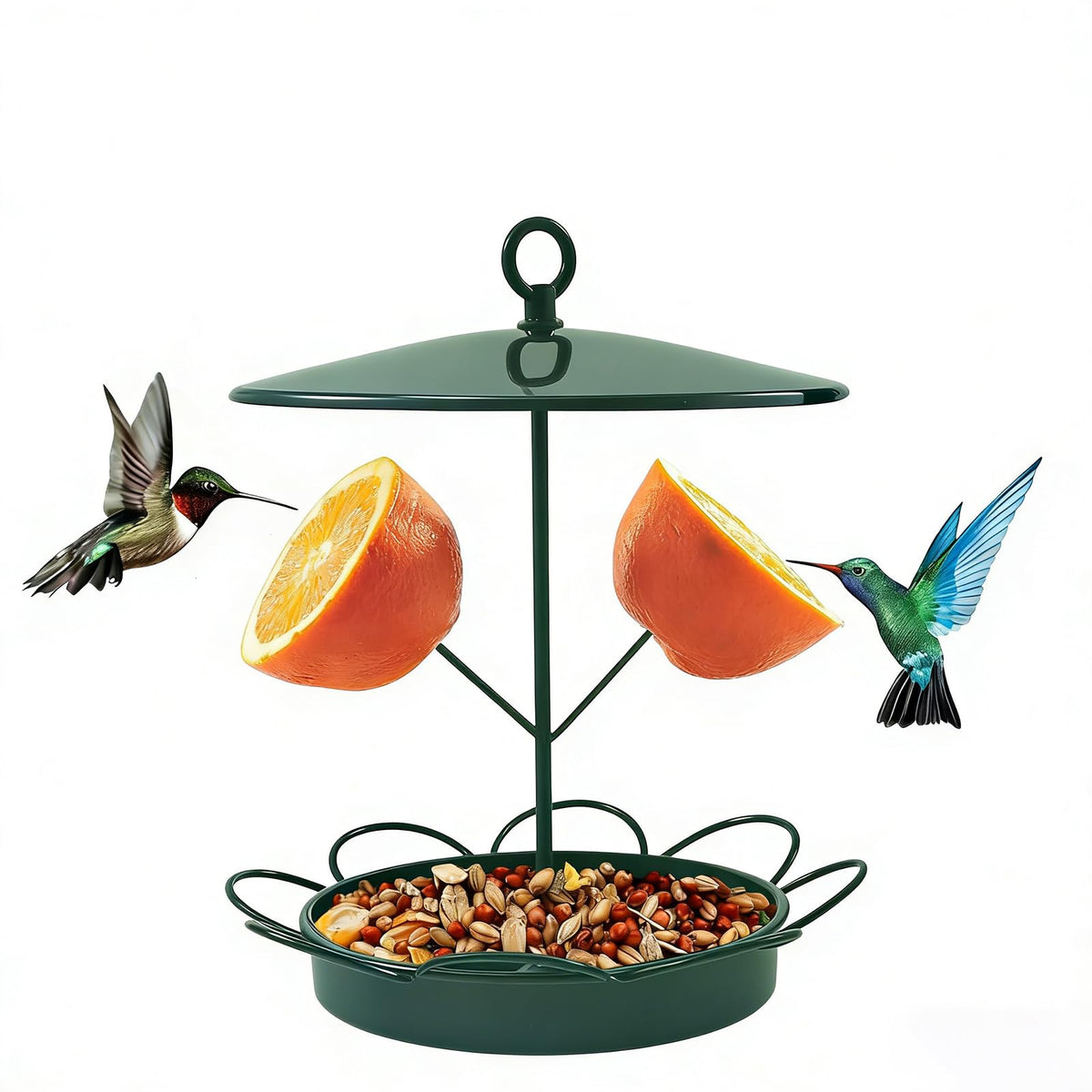 TREELYWOOD squirrel-proof bird feeder, hanging metal design deters squirrels and protects seed