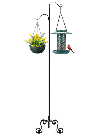 TREEZITEK 77-inch shepherds hook base offers stable support for bird feeders and decor.