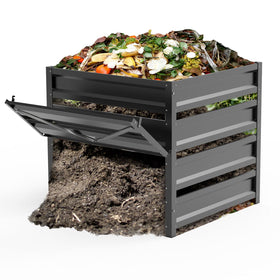 Trellume outdoor compost bin 285 gallons showing spacious capacity for kitchen scraps and leaves