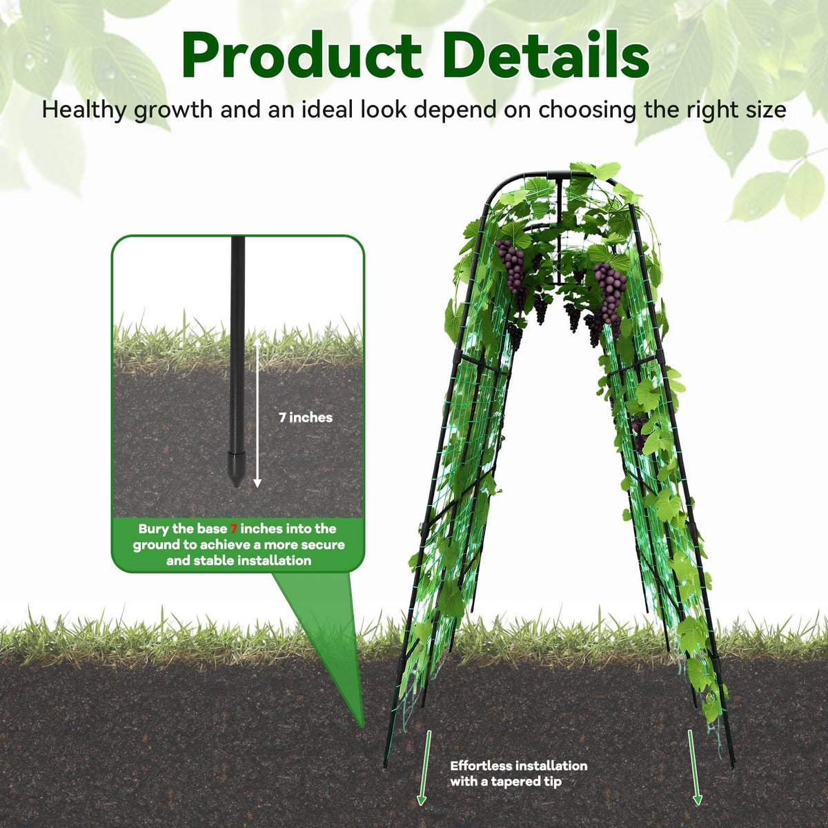 Trellume Cucumber Trellis shows rust-resistant steel and protective coating outdoors